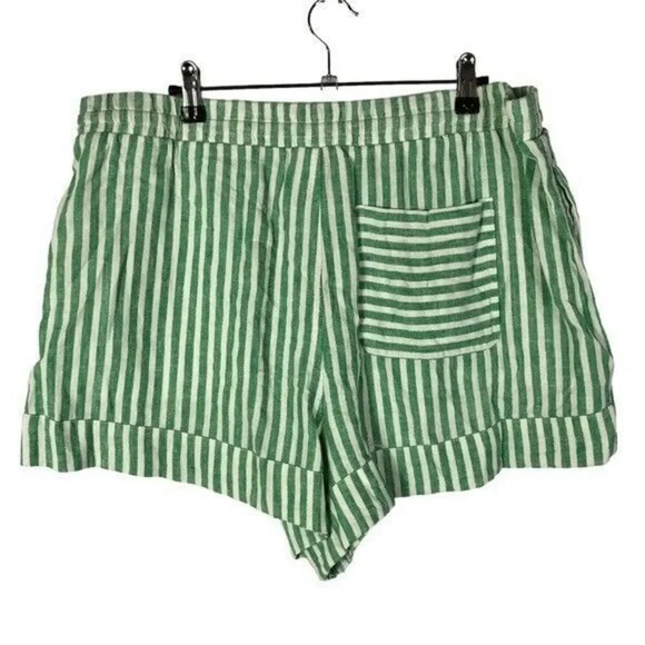 Universal Thread Green & White Stripe Linen High Rise Shorts L - Picture 3 of 5